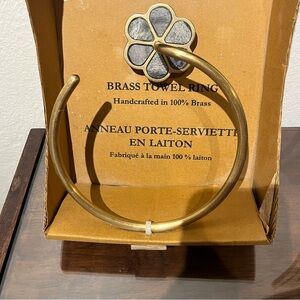 Brass Towel Ring with Floral Wall Mount